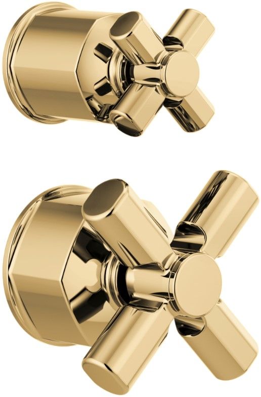 Brizo Invari® Brilliance® Polished Gold Pressure Balance Valve with Integrated Diverter Trim Cross Handle Kit-0