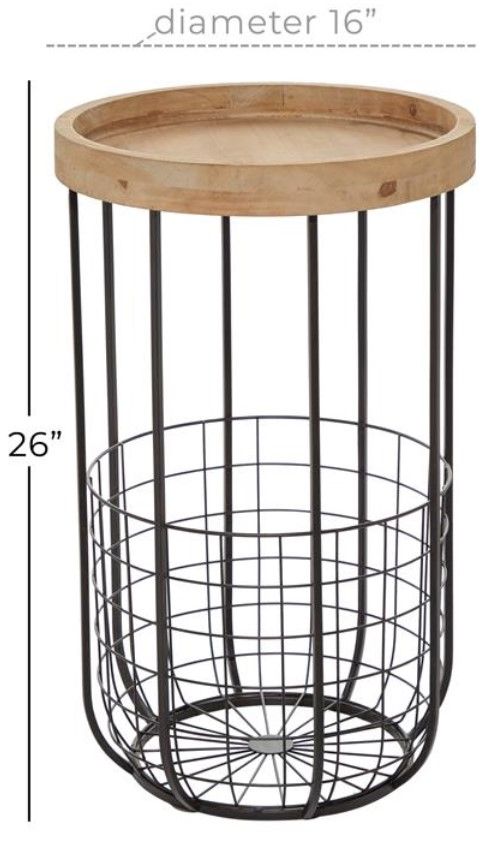 Deco Marche Light Brown Accent Table with Matte Black Base-3