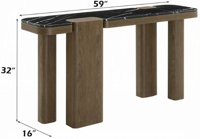 ACME Furniture Dana Faux Marble Top Console Table with Dark Walnut Base-2