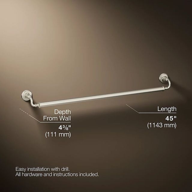 KOHLER® Artifacts® Vibrant Polished Nickel 42"  Grab Bar-2