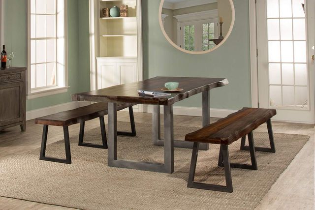 HH2 Home Emerson 3-Piece Gray Sheesham Rectangle Dining Set-0