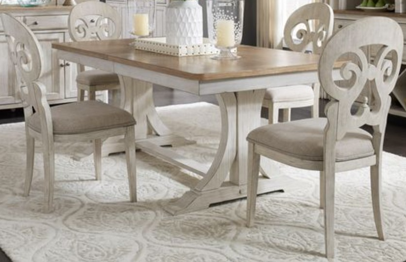 Liberty Furniture Farmhouse Reimagined 7 Piece Two Tone Trestle Table Set
