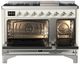 Ilve® Majestic III 48" Antique White Pro Style Dual Fuel Liquid Propane Range with Solid Door and Chrome Trim-1