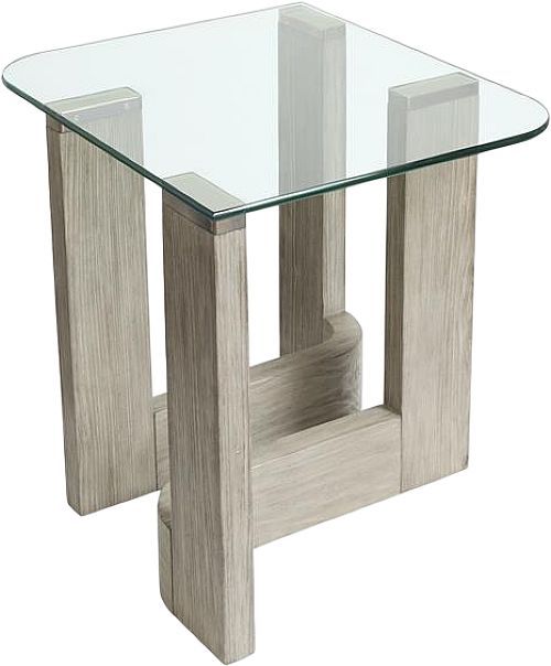 Magnussen Home® Bartlett Glass Top Rectangular End Table with Smokey Pine Base-3