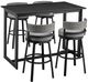 Armen Living Encinitas 5-Piece Grey Outdoor Patio Bar Table Set-0