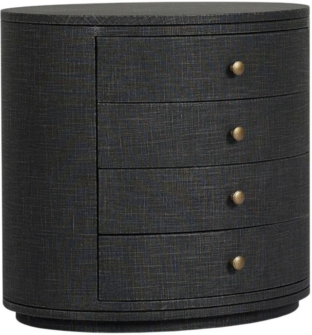 Four Hands Amelia Black Linen Oval Nightstand-0