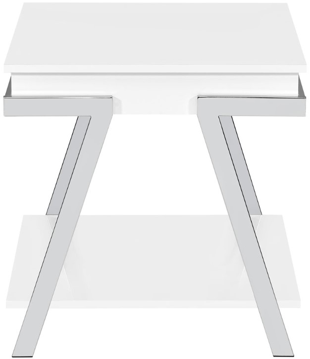 『新品』WANTKEY STG TABLE Steve Silver Co. Zena White End Table with Chrome Base | Big
