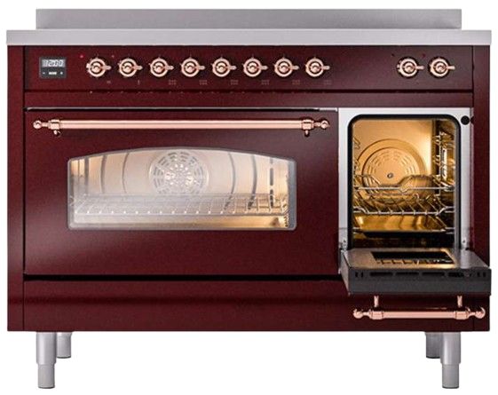 Ilve® Nostalgie II Series 48" Burgundy Pro Style Induction Range-2
