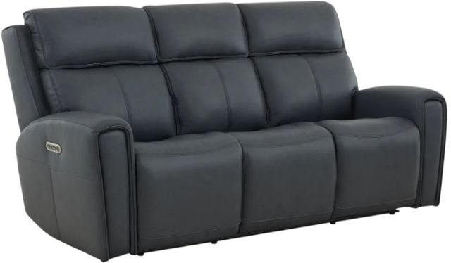 Flexsteel® Warren True Navy Leather Power Reclining Sofa with Console, Power Headrest and Lumbarand Lumbar-0