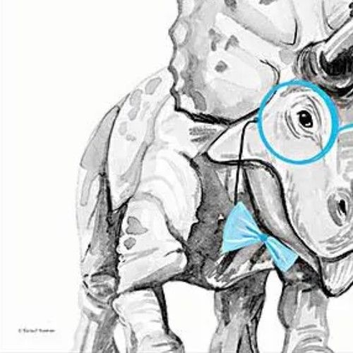 Classy Art Dinosaur in Glasses by Rachel Nieman Wall Art-1