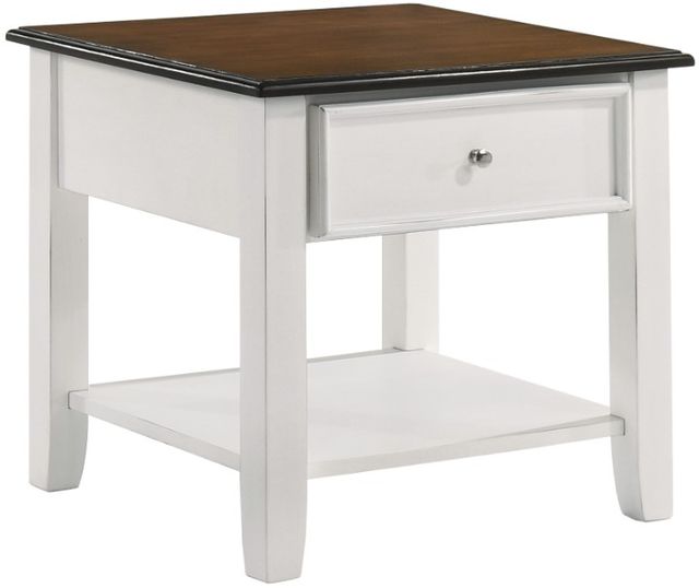 New Classic® Home Furnishings Evander Cream End Table with Brown Top -0