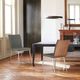 Armen Living Cafe 2-Piece Brushed Stainless Steel/Gray/Walnut Side Chair Set-1