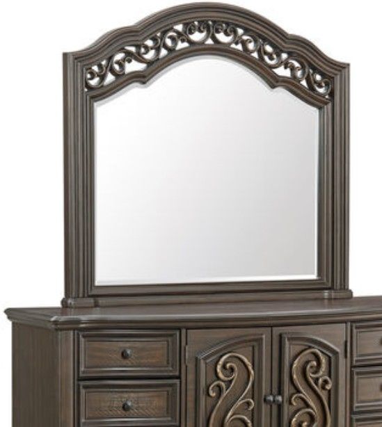 Elements International Brunswick Mahogany Brown Dresser and Mirror Set-1