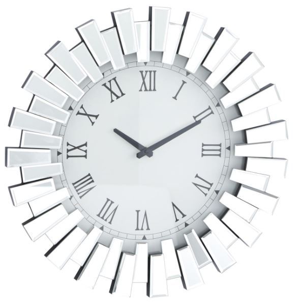 Deco Marche U Select Silver Glass Starburst Mirrored Wall Clock-1