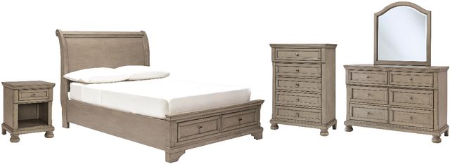 Signature Design by Ashley® Lettner 5-Piece Light Gray Full Sleigh Bed Set-0