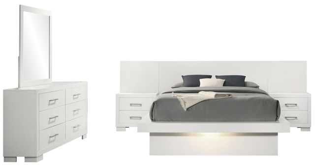 Coaster® Jessica 5-Piece Snow White Eastern King LED Panel Bedroom Set-0