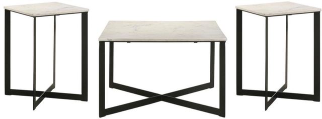 Coaster® Tobin 3-Piece White Occasional Table with Black Base Set-0