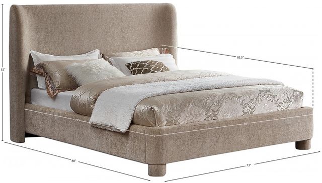 Meridian Furniture Penny Beige Queen Chenille Fabric Upholstered Panel Bed-2