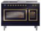 Ilve® Nostalgie II Noblesse 48'' Midnight Blue Pro Style Dual Fuel Range with Brass Trim-1