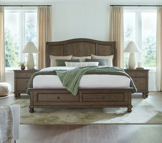 aspenhome® Oxford Cocoa King Sleigh Storage Bed-2