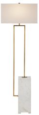Currey & Company Antique Brass/White Beside Floor Lamp-0