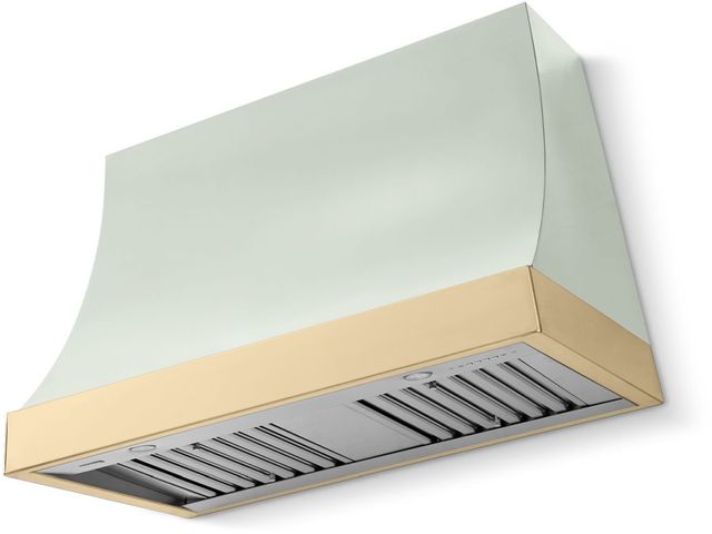 La Cornue Cornufé Marquee 44" Tapestry Wall Mounted Range Hood with Polished Brass Trim-0