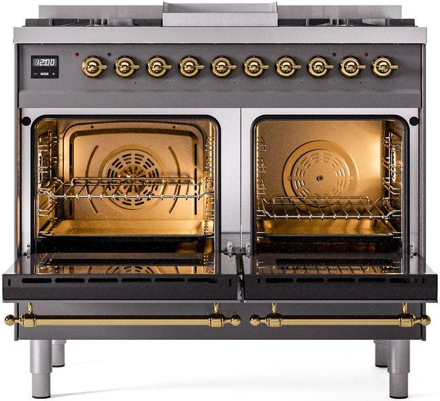 Ilve® Nostalgie II Series 40" Graphite Matte Pro Style Dual Fuel Range-1