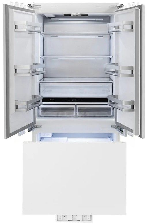 ZLINE Autograph Edition 36" 19.6 Cu. Ft. Panel Ready Built In Counter Depth French Door Refrigerator with Polished Gold Accents-2