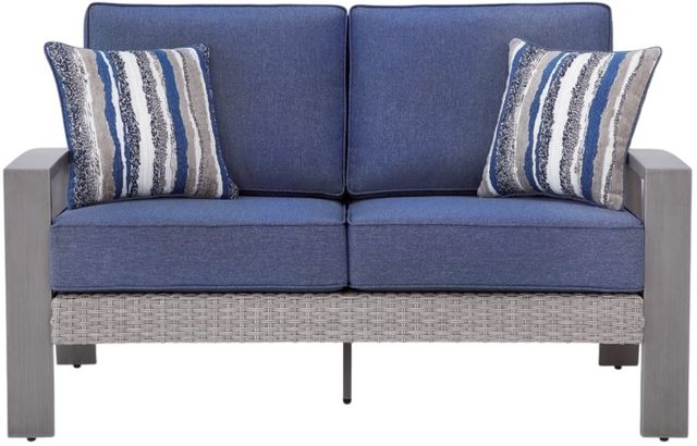 Signature Design by Ashley® Dillon Beach Blue/Gray Aluminum Outdoor Loveseat-2