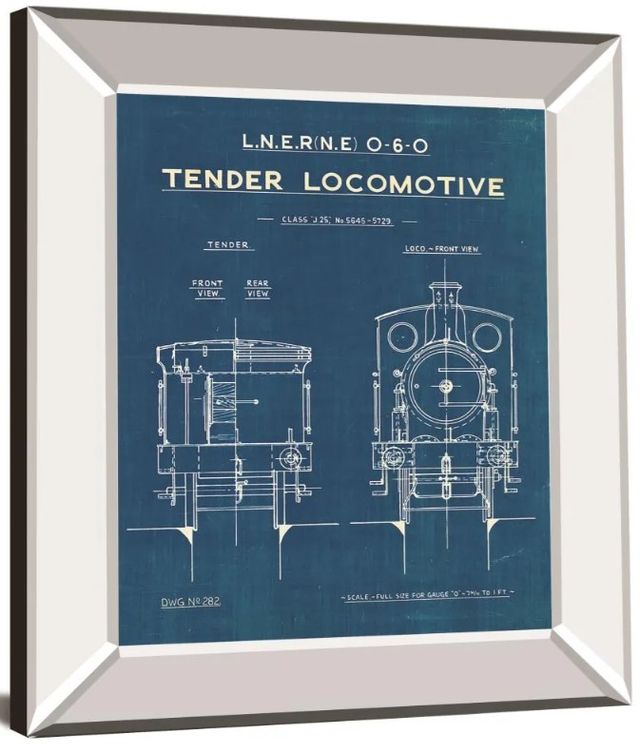 Classy Art Locomotive Blueprint III by Wild Apple Portfolio Mirror Framed Wall Art-1