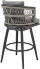 Armen Living Zella Black/Gray Aluminum/Fabric Outdoor Swivel Bar Stool-4