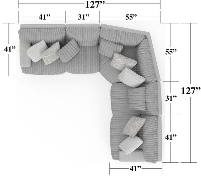 Catnapper® Abraxas 5-Piece Moonstruck 41" Curved Manual Reclining Sectional-4