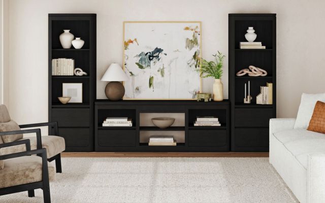 Elements International Rosalie 3-Piece Black Entertainment Unit with 82" TV Console-1
