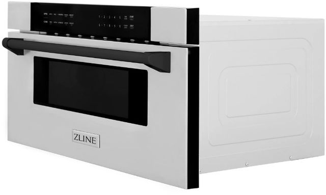ZLINE Autograph Edition 1.2 Cu. Ft. Stainless Steel Microwave Drawer with Matte Black Accents-4