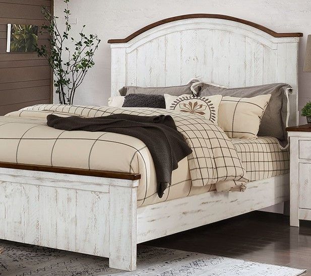 Furniture of America® Alyson 4-Piece Distressed White Queen Bedroom Set-1