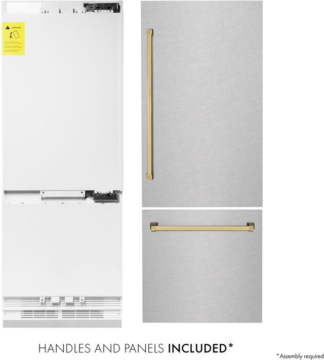 ZLINE Autograph Edition 30" 16.1 Cu. Ft. Satin Stainless Steel Built-In Bottom Freezer Refrigerator-3