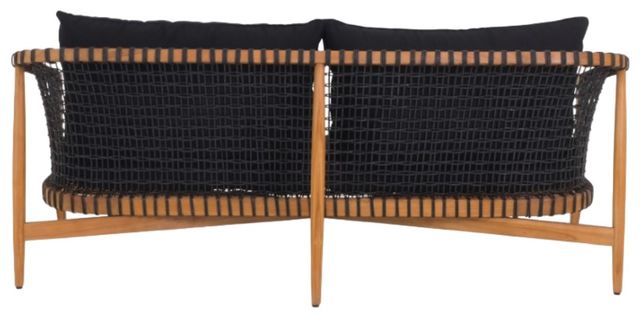Moe's Home Collection Kuna Natural Teak Outdoor Sofa with Black Cushions-3