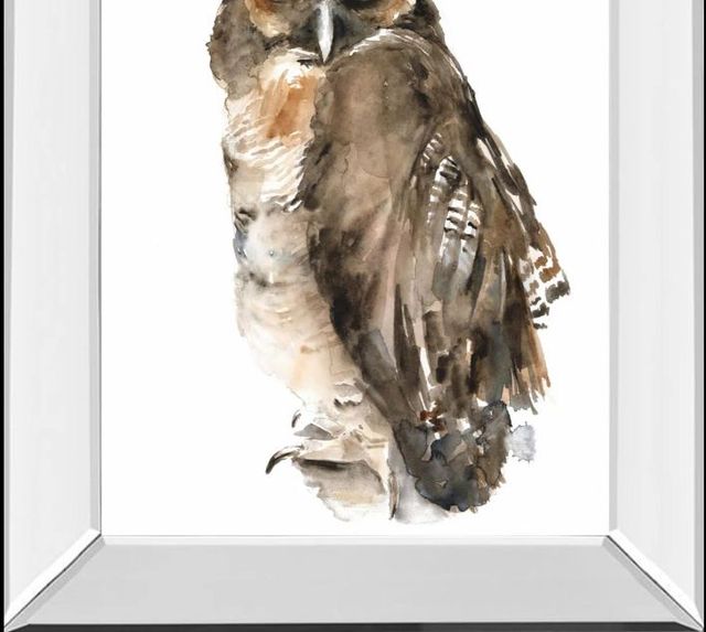 Classy Art Watercolor Owl I by Jennifer Paxton Parker Mirror Framed Wall Art-1