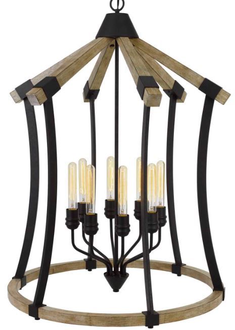 Cal® Lighting & Accessories Dali Iron/Light Oak Chandelier-1