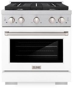 ZLINE 30" Satin Stainless Steel Pro Style Gas Range with White Matte Door