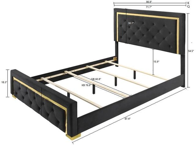 Crown Mark Pepe Black Queen Upholstered Panel Bed-2