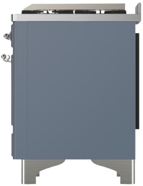 Ilve® Majestic III 48" Blue Gray Pro Style Dual Fuel Liquid Propane Range with Solid Door and Chrome Trim-3