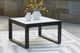Signature Design by Ashley® Beachloft Glass Top Outdoor Aluminum Cocktail Table with Black Base-4