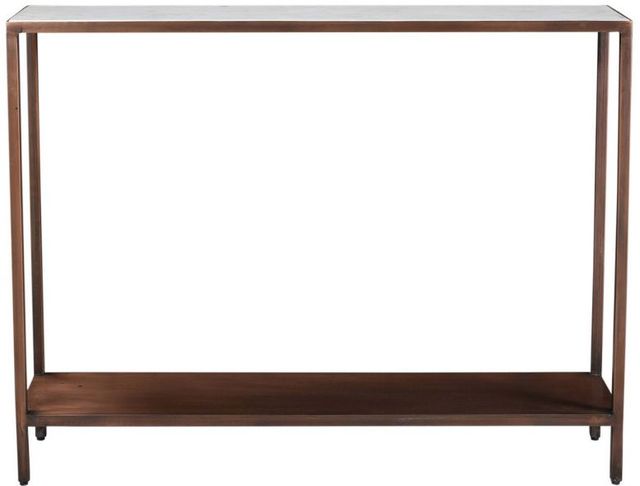 Moe's Home Collection Bottego White Marble Console Table with Antique Copper Frame-1