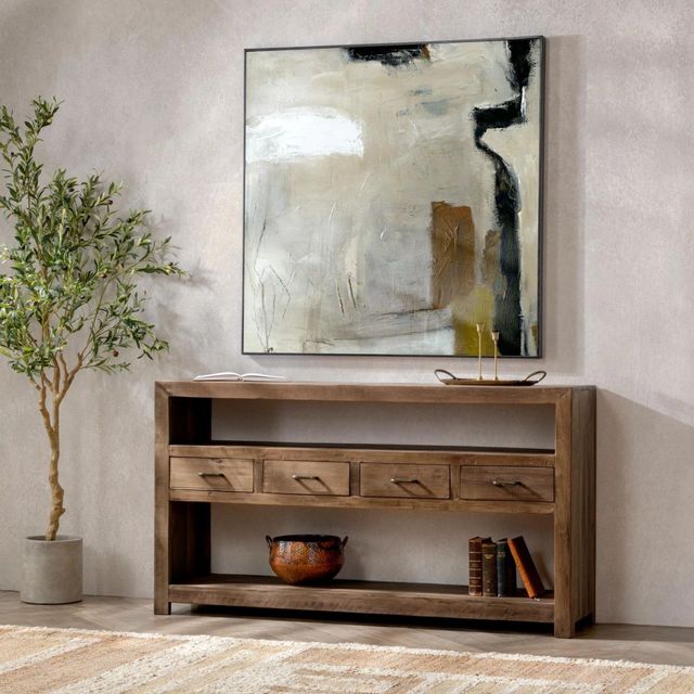 Classic Home Mattai Natural 4-Drawer Console Table-1