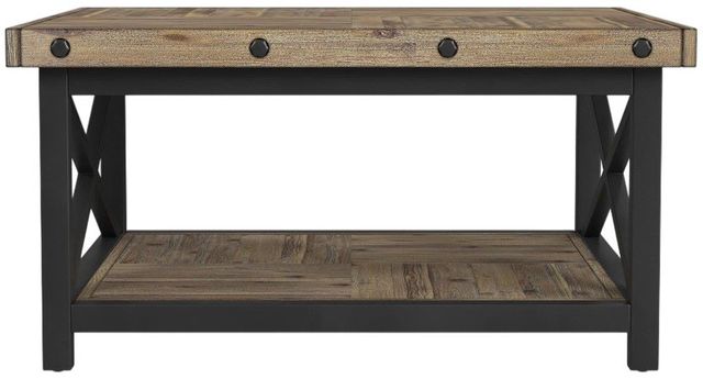 Flexsteel® Carpenter Light Brown Coffee Table with Black Metal Frame-3