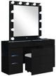 Global Furniture USA Ella 3-Piece Black Vanity Set with Storage Stool-0