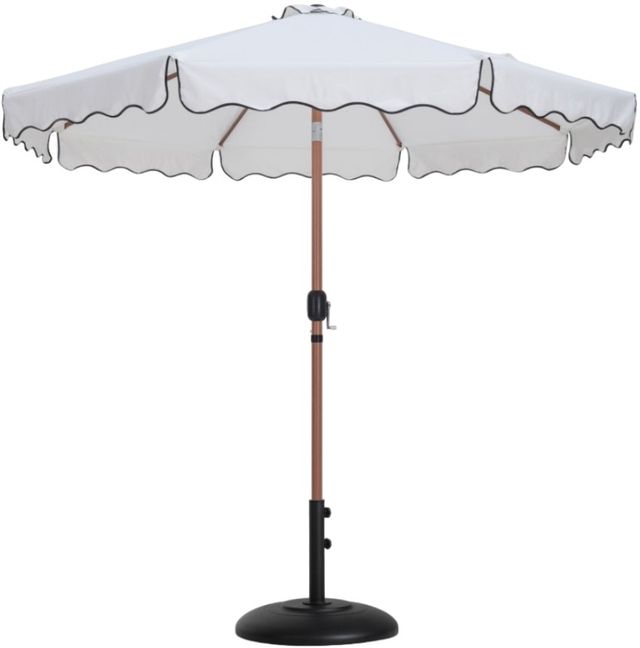 Meridian Furniture Amalfi White Aluminum Outdoor Patio Umbrella and Round Base-0