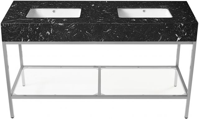 Meridian Furniture Marmo Black/Brushed Chrome 60" Bathroom Vanity-1