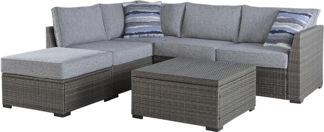 Signature Design by Ashley® Petal Road 4-Piece Gray Aluminum/Fabric Outdoor Conversation Set-0